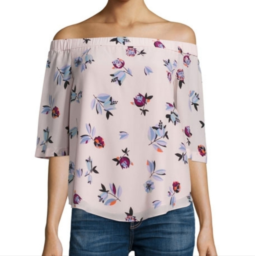 Rebecca Taylor Bellflower Silk Off Shoulder Blouse size 0